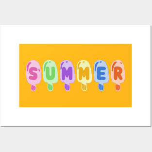 Summer: Bright pastel ice cream popsicles celebrate summer vacation Posters and Art